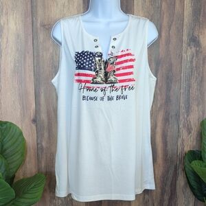 Women's Sleeveless Patriotic Top - White 2XL           W130